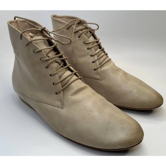 Marsèll Womens Light Taupe Stone Ankle Booties Lace Up Low Heel Flat Sz 40 / 10 - Picture 3 of 16